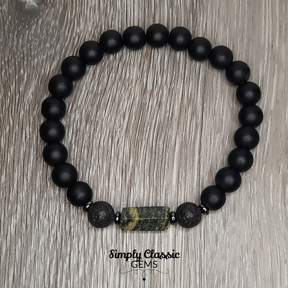Green serpentine stone bracelet - Picture 3 of 4
